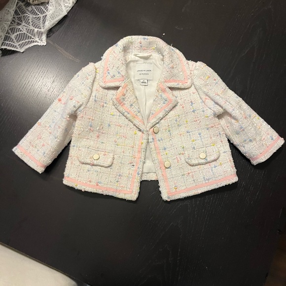 Janie and Jack Tweed Blazer - Cream with Pink and Multicolor Accents - Picture 7 of 7